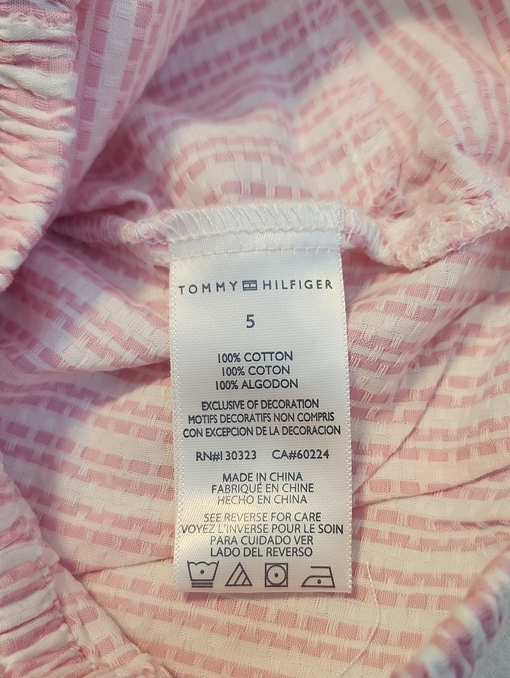 Tommy Hilfiger Girls Pink White Striped Tie Front Top & Ruffled Shorts Set NWT - Picture 6 of 10